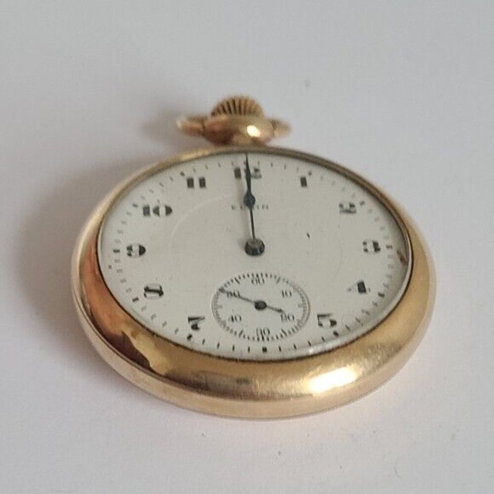Antique Elgin 1920s Grade 387 Gold Filled Engraved Grandpa Core Pocket Watch - Picture 7 of 12